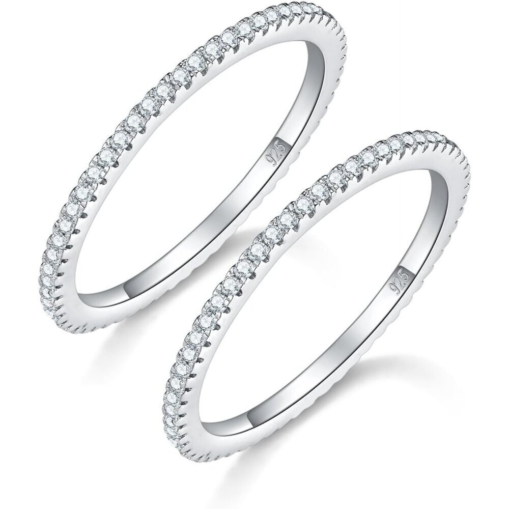 14K Gold Plated Stackable Rings Cubic Zirconia Eternity Bands for Women